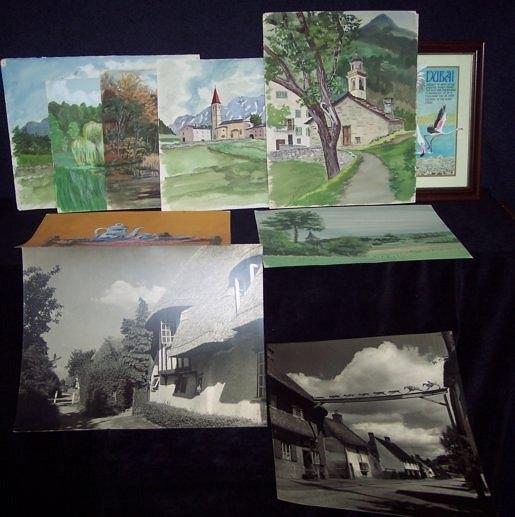 Appraisal: A quantity of unframed watercolour landscapes and still lifes photographs