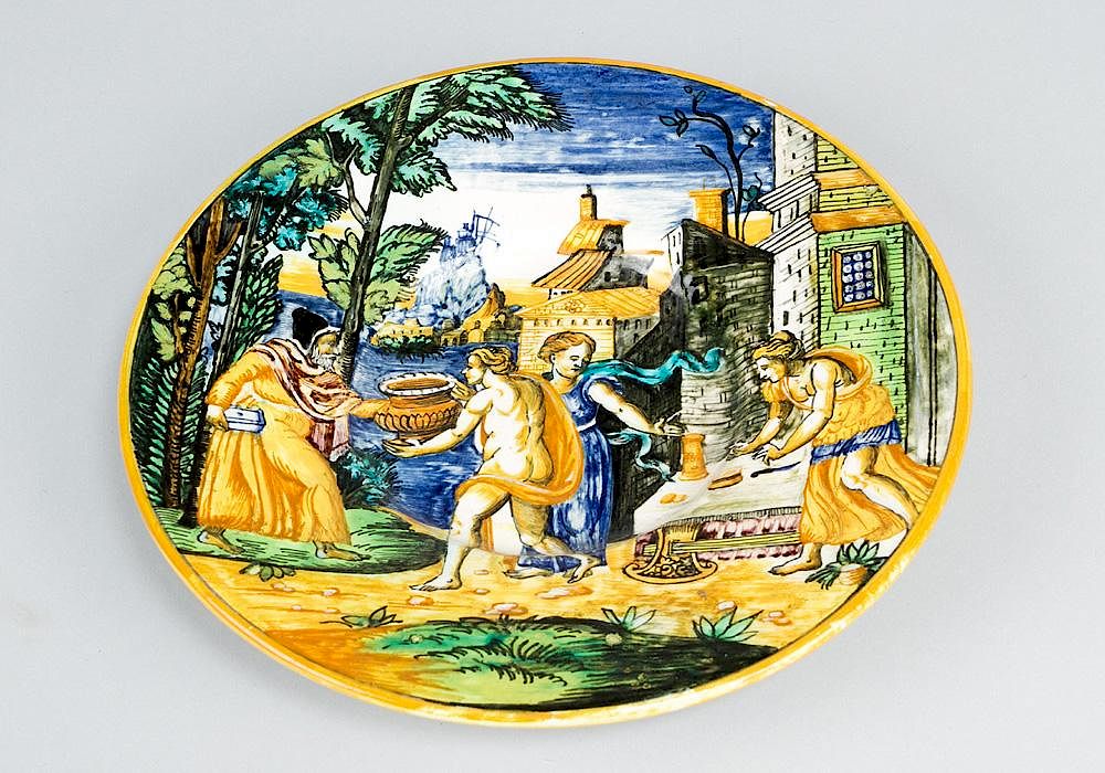 Appraisal: Urbino Ceramic Plate Urbino ceramic plate with bright round border