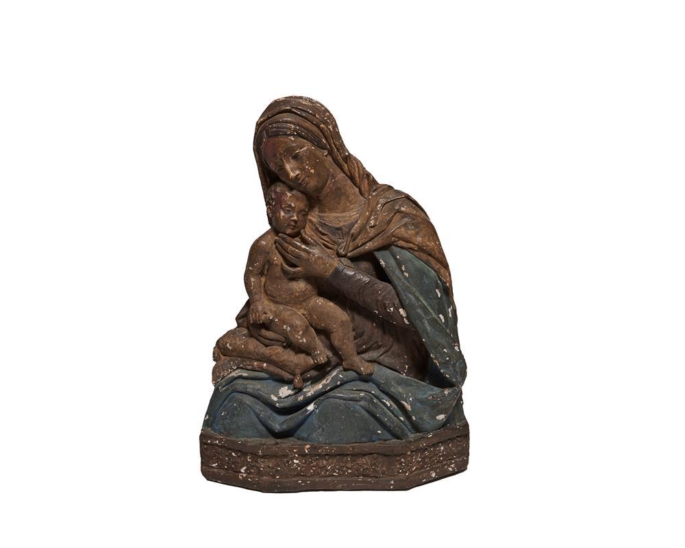 Appraisal: Terracotta Polychromed Madonna and Child ca height in Condition Condition