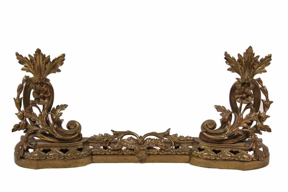 Appraisal: FRENCH BRASS CHENET SET - Pair of Large French Rococo