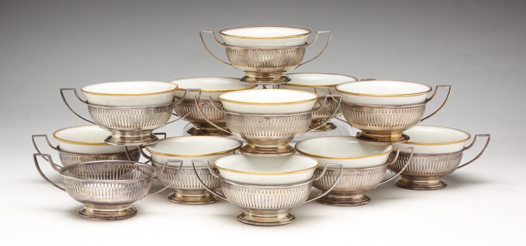 Appraisal: JENNINGS STERLING SILVER BOULLION CUPS American Twentieth century Set of