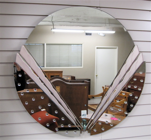 Appraisal: ROUND WALL MIRROR Art Deco inspired H x W