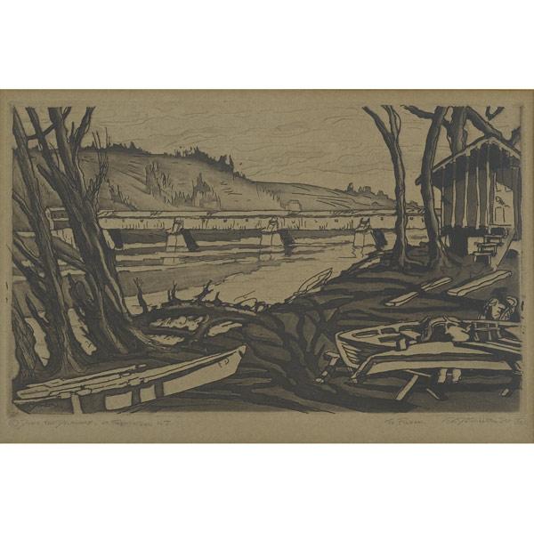 Appraisal: FREDERICK KNECHT DETWILLER American - Down the Delaware at Frenchtown