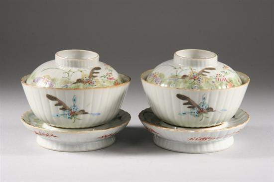 Appraisal: SIX CHINESE FAMILLE ROSE PORCELAIN BOWLS COVERS AND STANDS th