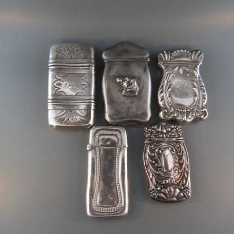 Appraisal: Sterling Silver Match Safes including dog's head beaded more