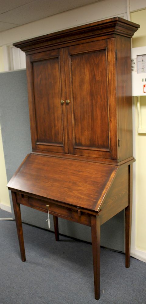 Appraisal: Georgian Style Slant Front Bureau Bookcase Stained pine H x