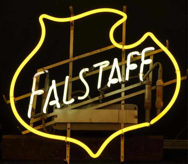 Appraisal: Falstaff Shield Neon Sign Description s White and yellow neon