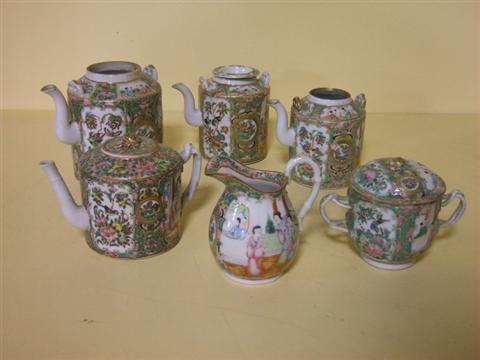 Appraisal: LOT OF ROSE MEDALLION WARES Comprising four teapots of various