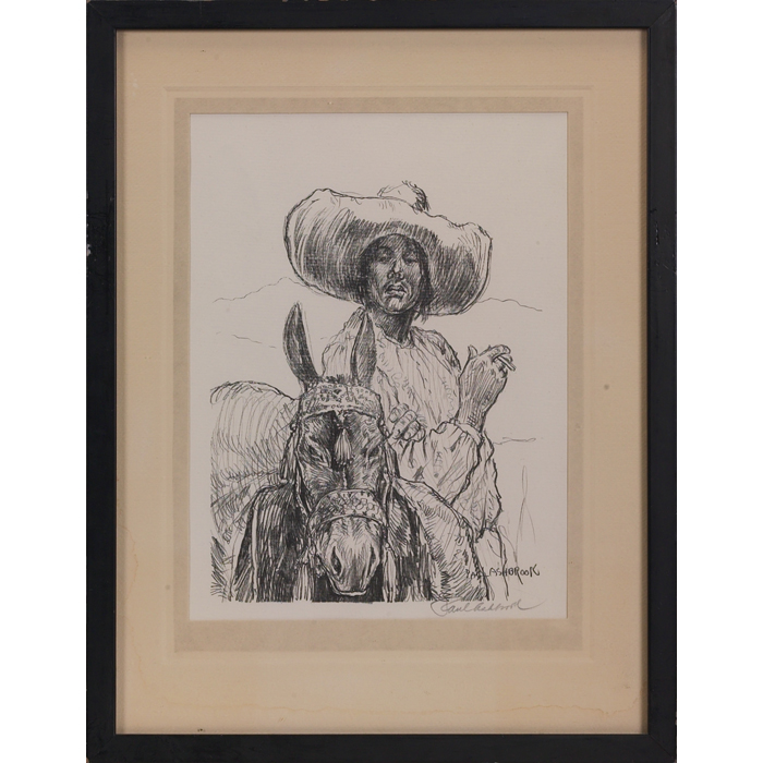 Appraisal: Paul Ashbrook American - Man and Donkey lithograph signed twice