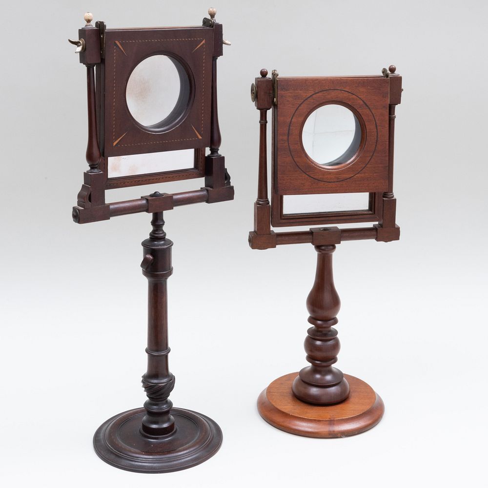 Appraisal: Two French Inlaid Mahogany Optiques The larger x in diam