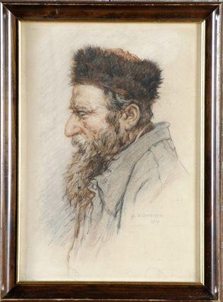 Appraisal: Attributed to Heinrich Georg K hrner Portrait of a Bearded