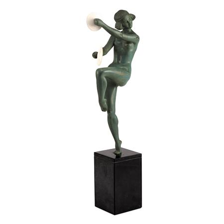 Appraisal: French Art Deco Verdigris Patinated-Bronze and Ivory Figure of a