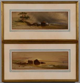 Appraisal: Pair J Augustus Beck watercolors coastal views Julius Augustus Beck