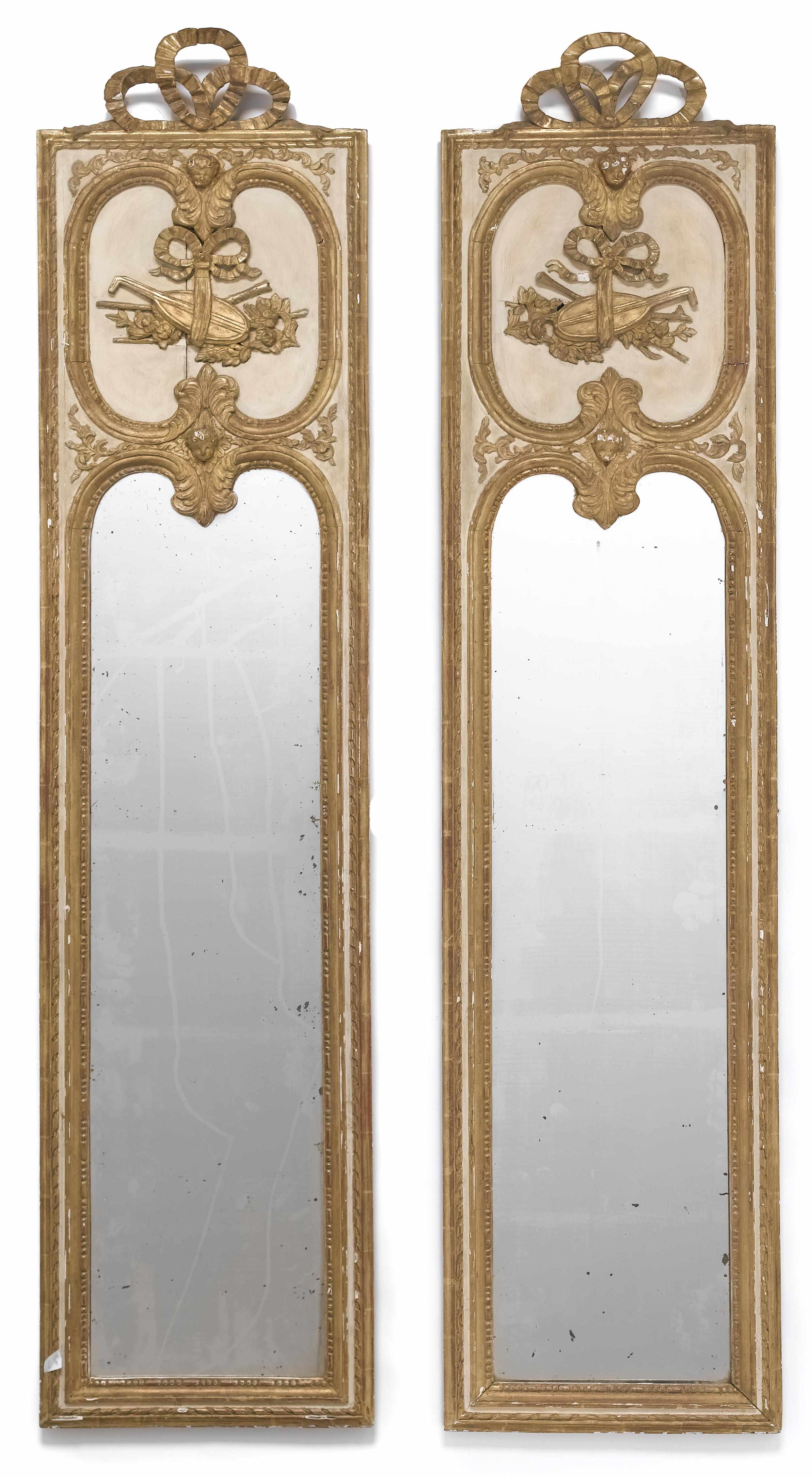 Appraisal: A pair of Louis XVI style parcel gilt and paint