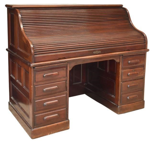 Appraisal: American mahogany roll-top writing desk Derby Desk Co Boston Massachusetts