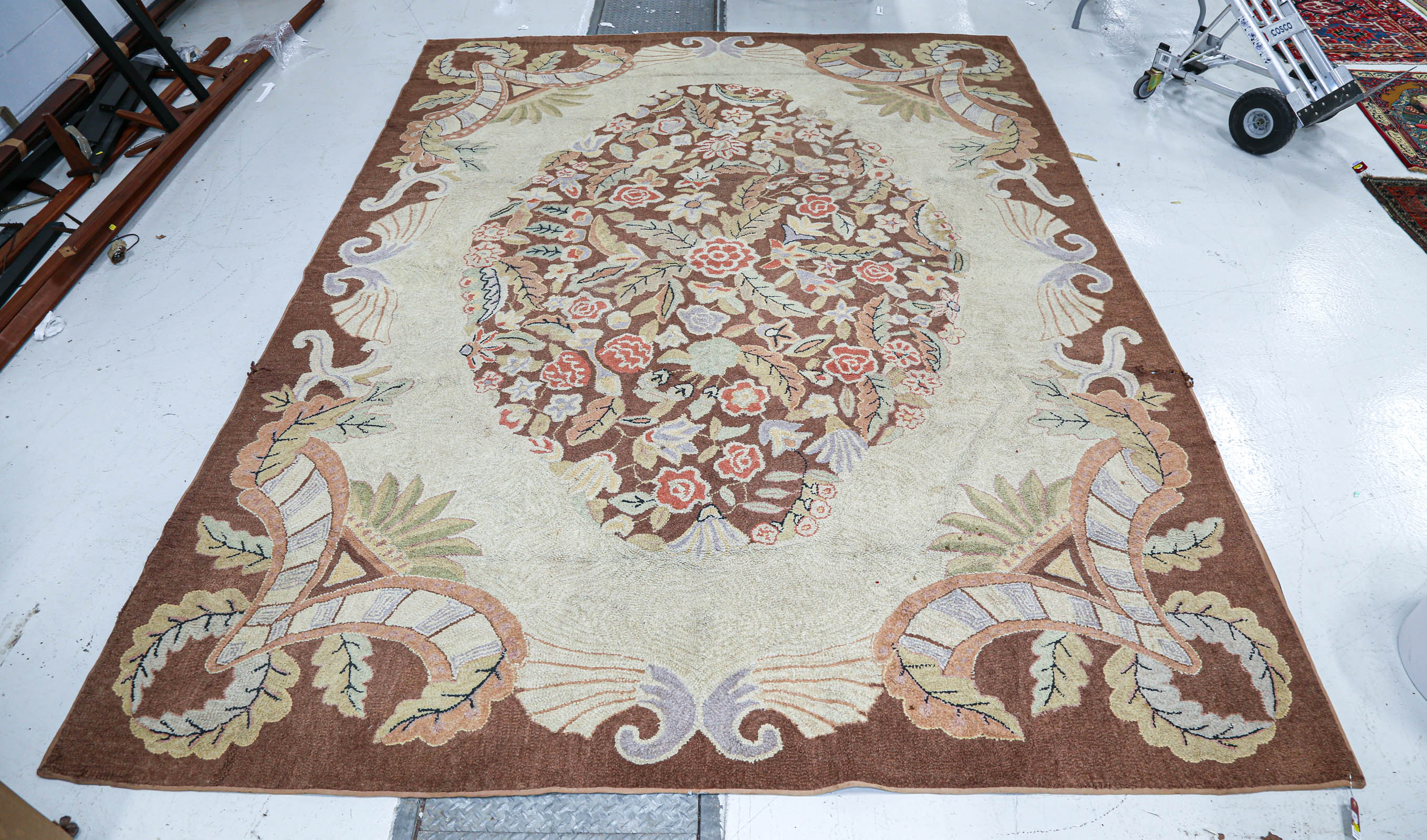 Appraisal: HAND-HOOKED RUG PORTLAND MAINE X First half- th century hand-knotted