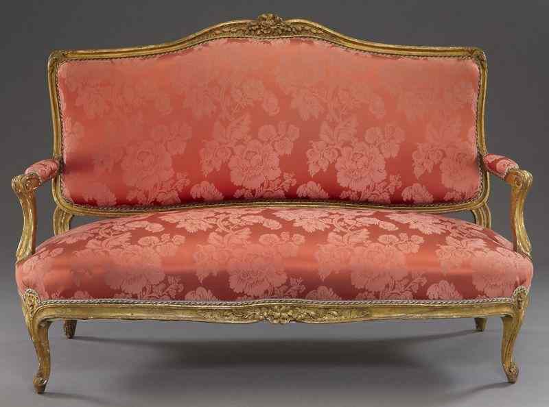 Appraisal: Louis XV style gilt wood settee the back rail with