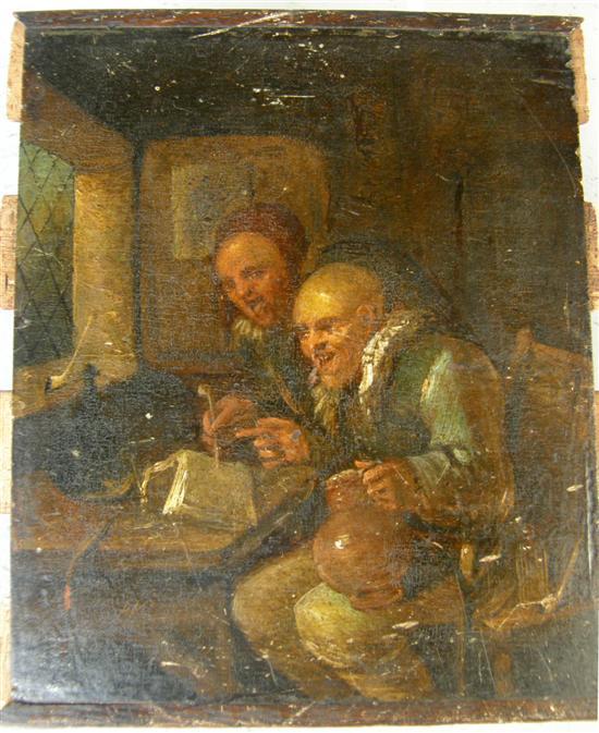 Appraisal: Flemish school possibly th century two figures seated by a