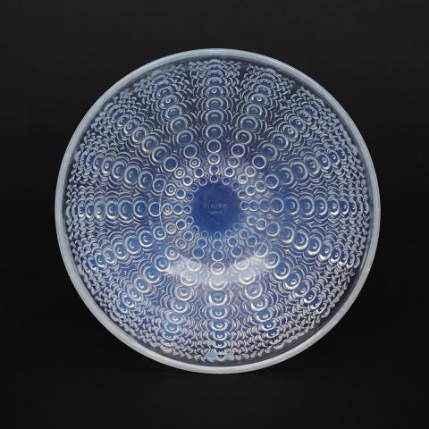 Appraisal: Oursins Lalique Moulded Opalescent Glass Bowl s height cm stenciled