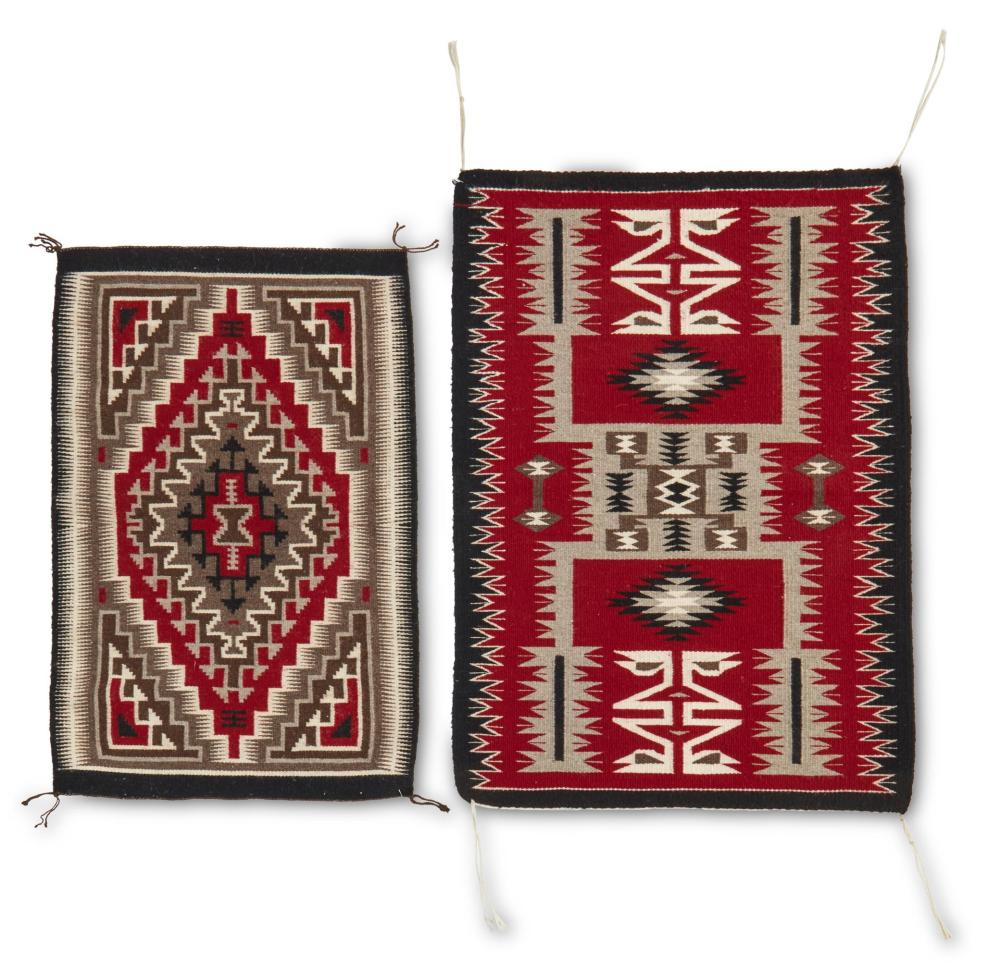 Appraisal: Two small Navajo weavings Mid Late th century Dine Comprising