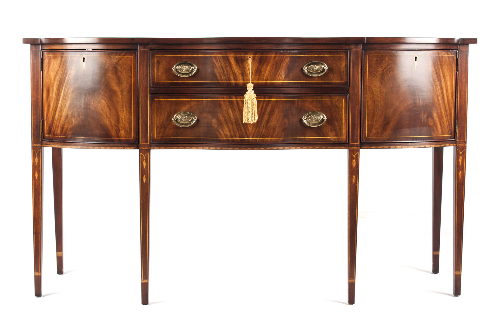 Appraisal: Henkel Harris Federal style mahogany sideboard inlaid serpentine-form double shaped