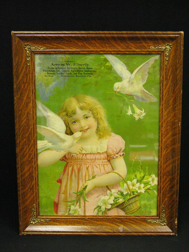 Appraisal: ADVERTISING PRINT OF A YOUNG GIRL The caption states Compliments