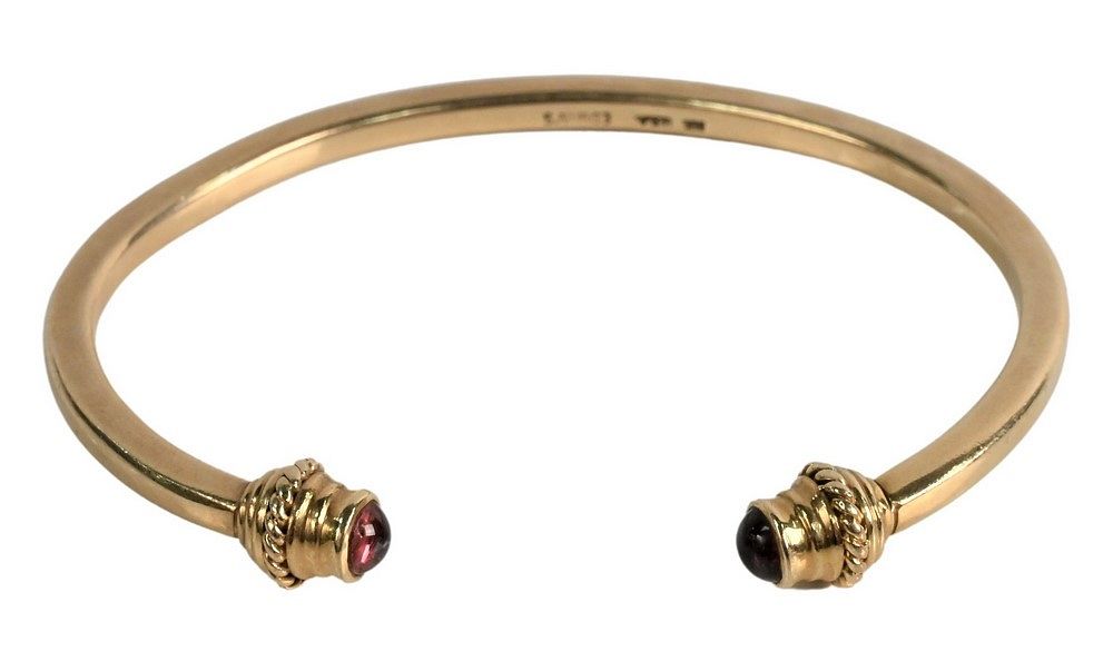 Appraisal: Edwins Karat Gold Bangle Bracelet having amethyst ends similar to