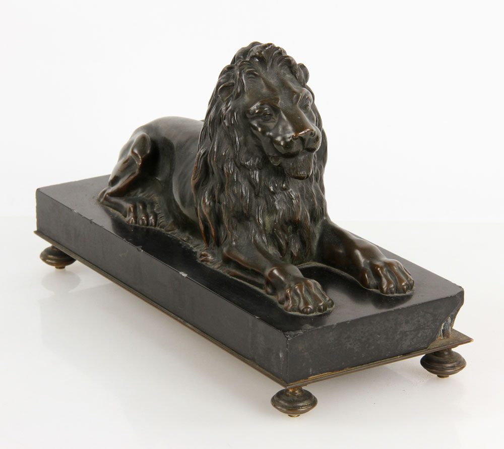 Appraisal: - th C Sculpture of a Sitting Lion Bronze th