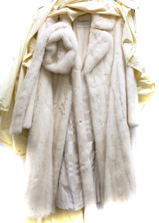 Appraisal: BURKHOLDER WHITE MINK FUR COATFull length mink coat with tie