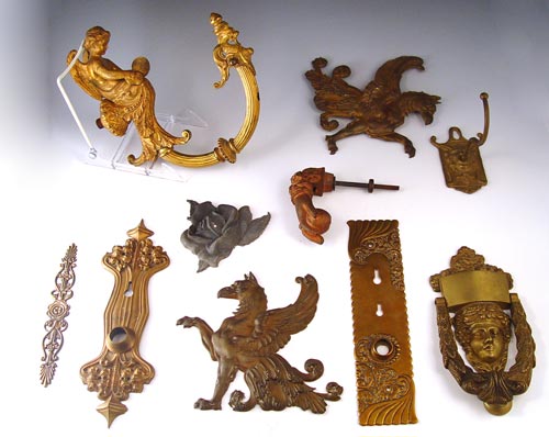 Appraisal: LOT VINTAGE ARCHITECTURAL DOOR KNOCKERS PLAQUES To include ''Anna Livia''