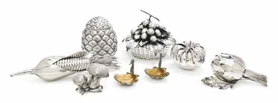 Appraisal: A Collection of Italian Silver Articles Buccellati comprising a mushroom