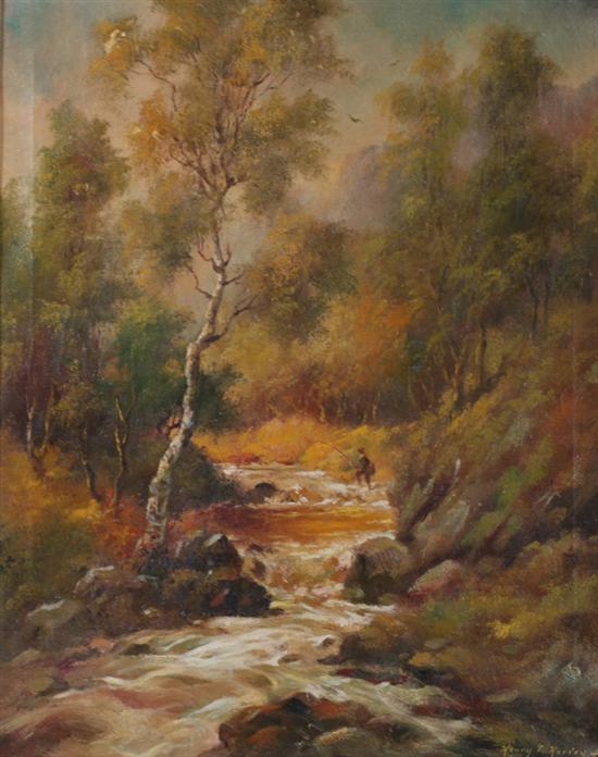 Appraisal: HENRY T HARVEY American th century TROUT STREAM signed lower