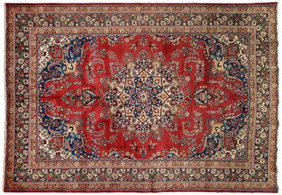 Appraisal: Tabriz carpet ornate central medallion on brick red field fancy