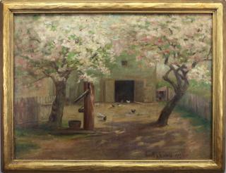 Appraisal: Harriet Vreeland Apples Blossoms oil on canvas painting of a