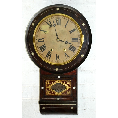 Appraisal: A Victorian rosewood drop case wall clock the dial inscribed