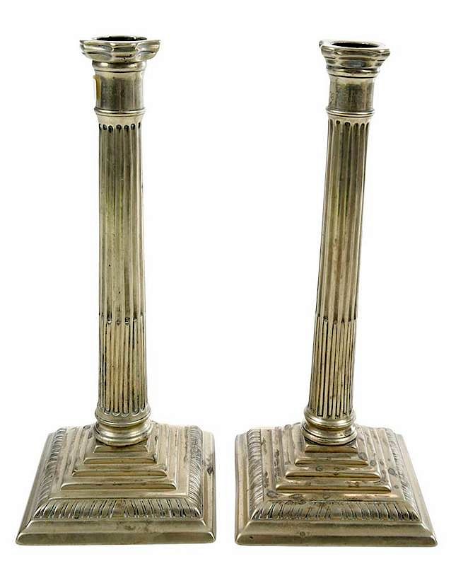 Appraisal: Pair George III Brass Candlesticks British th century stop fluted