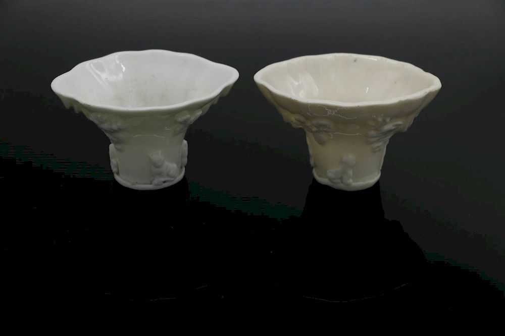 Appraisal: PAIR OF BLANC DE CHINE LIBATION CUPS QING The group