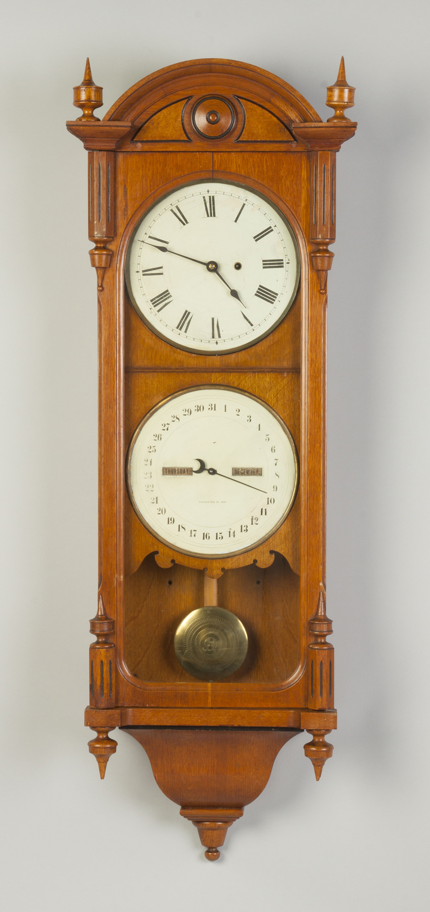 Appraisal: Seth Thomas Office Calendar Wall Clock C Oak case old