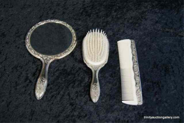 Appraisal: Vintage Towle Silverplate Dresser SetIncludes the Hair Comb Hair Brush