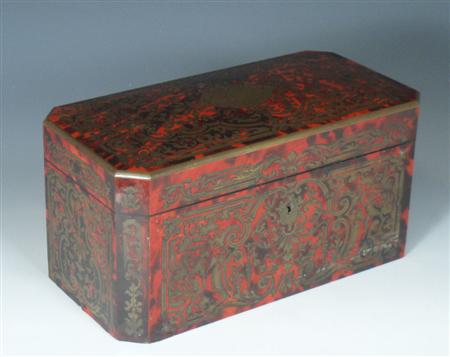 Appraisal: An early th century scarlet boulle work and brass inlaid