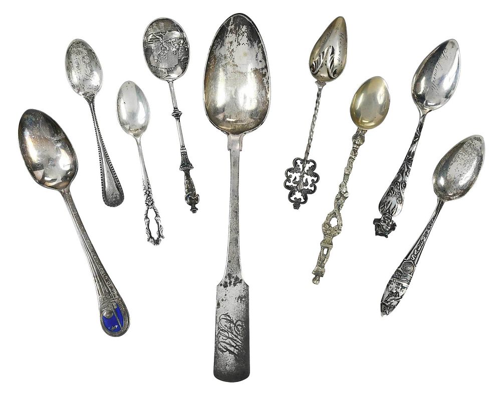 Appraisal: Assorted Silver Spoons including eight American coin silver pieces including