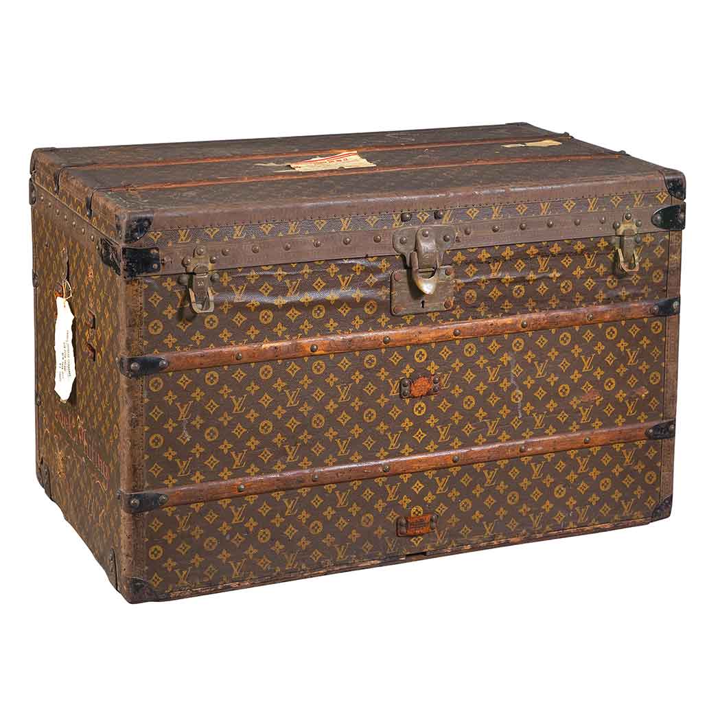 Appraisal: Louis Vuitton Steamer Trunk With cloth travel tag addressed to