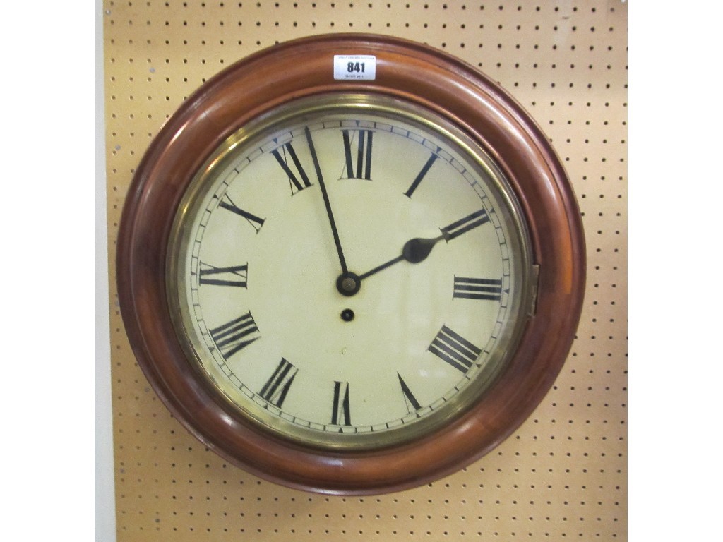 Appraisal: Edwardian mahogany circular wall clock