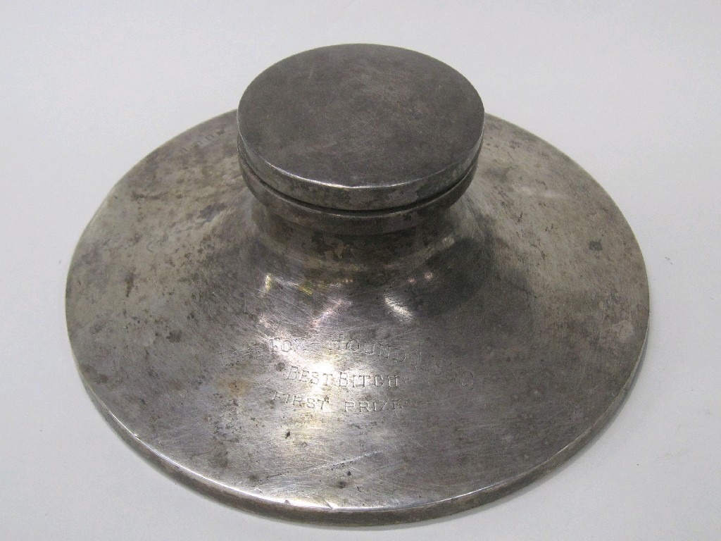 Appraisal: Large silver inkwell Birmingham