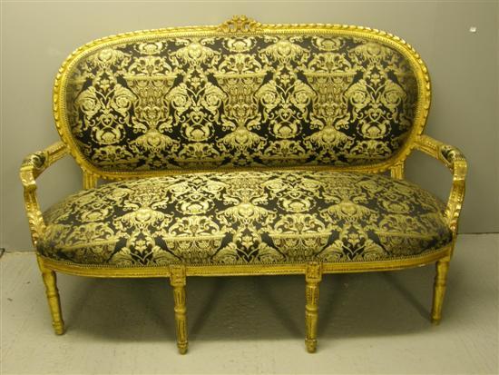 Appraisal: French th century style gilt framed open arm sofa and