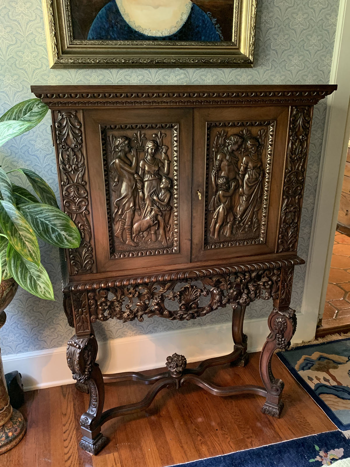 Appraisal: ITALIAN CARVED DOOR CABINET Italian cabinet having high relief carved