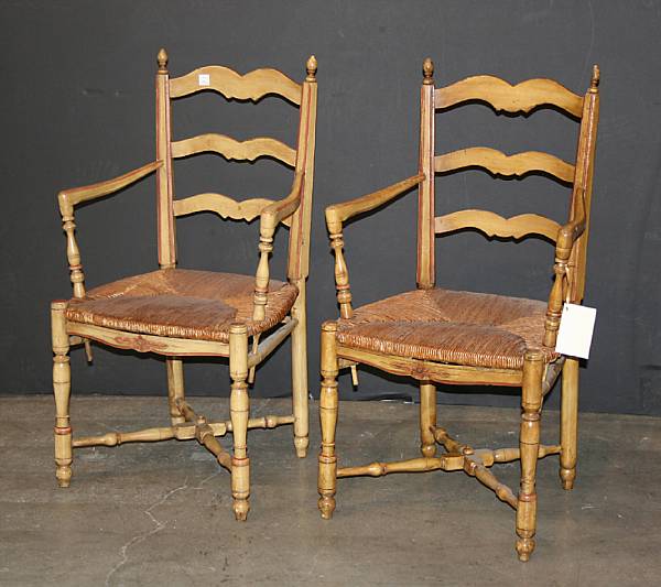 Appraisal: A set of ten Louis XVI style painted armchairs height