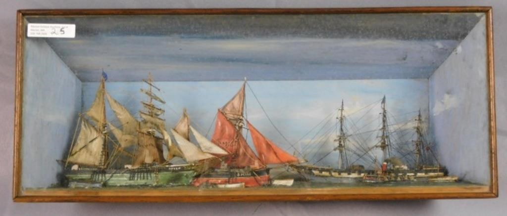 Appraisal: SHIP MODEL DIORAMA BY G POLLACK OF ENGLAND Depicts the