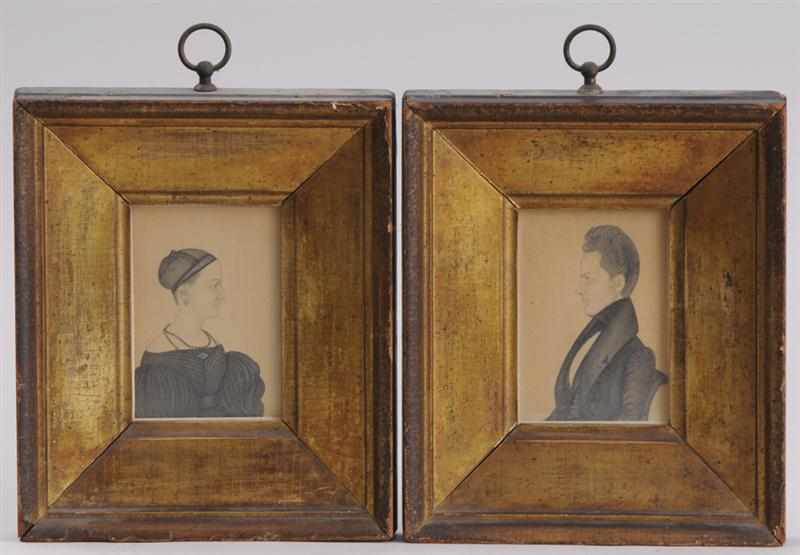 Appraisal: J M CROWLEY AMERICAN TH C PAIR OF PORTRAIT MINIATURES