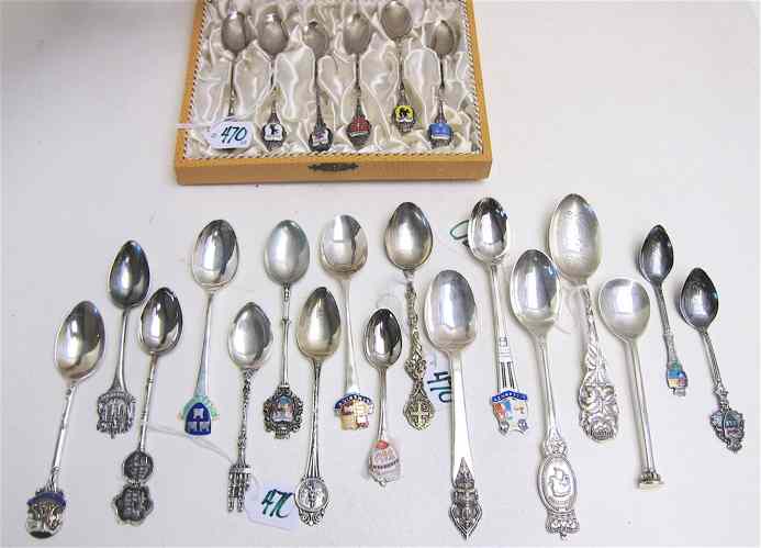 Appraisal: ASSORTED SILVER SOUVENIR SPOONS a cased set of fine Souvenir